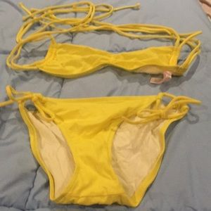 Brown and beige and yellow swim suit!